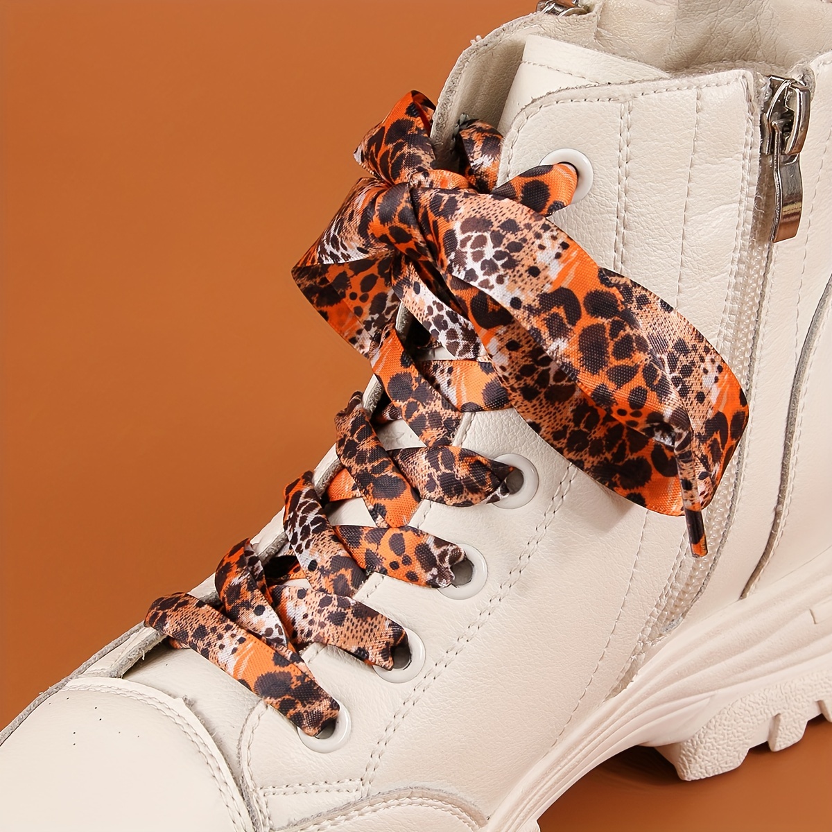 A Pair of Wide Leopard Print Shoelaces, Suitable for Sneakers, Canvas  Shoes, And Casual