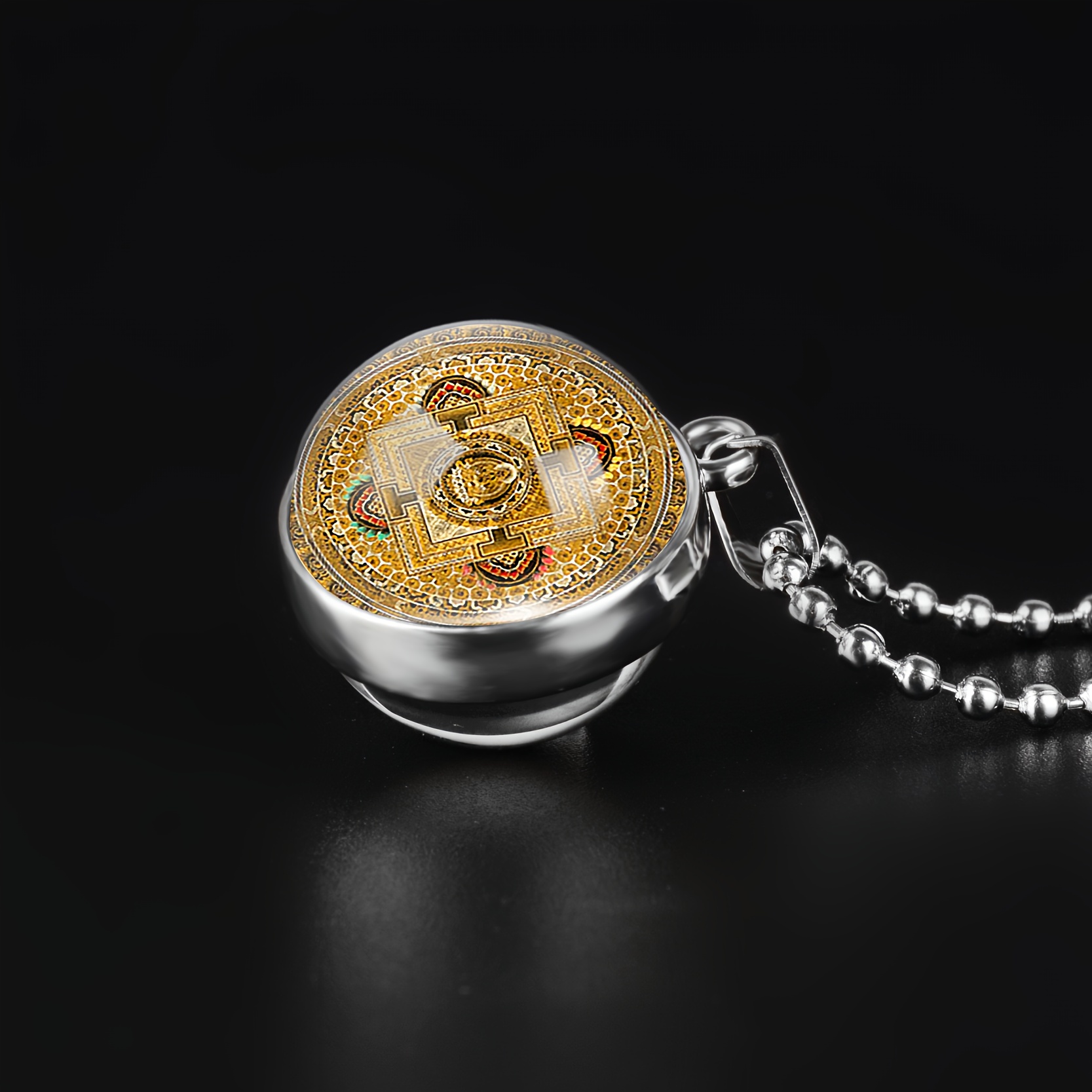 Buddha Round Pendant Necklace, Intricate Design