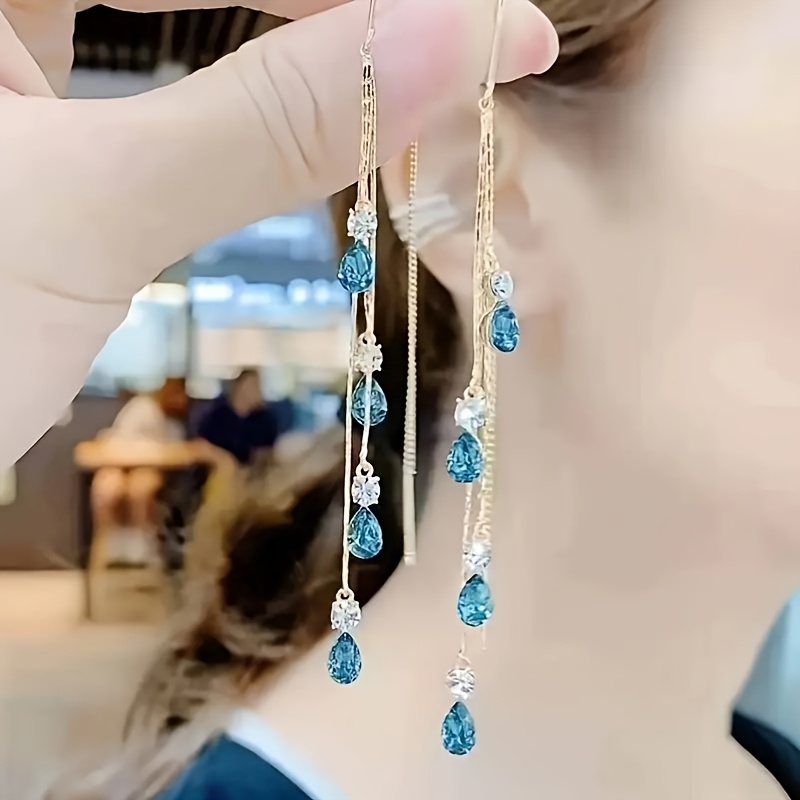 TEMU 1 Paar Damen Einfache Elegante Lange Ohrringe