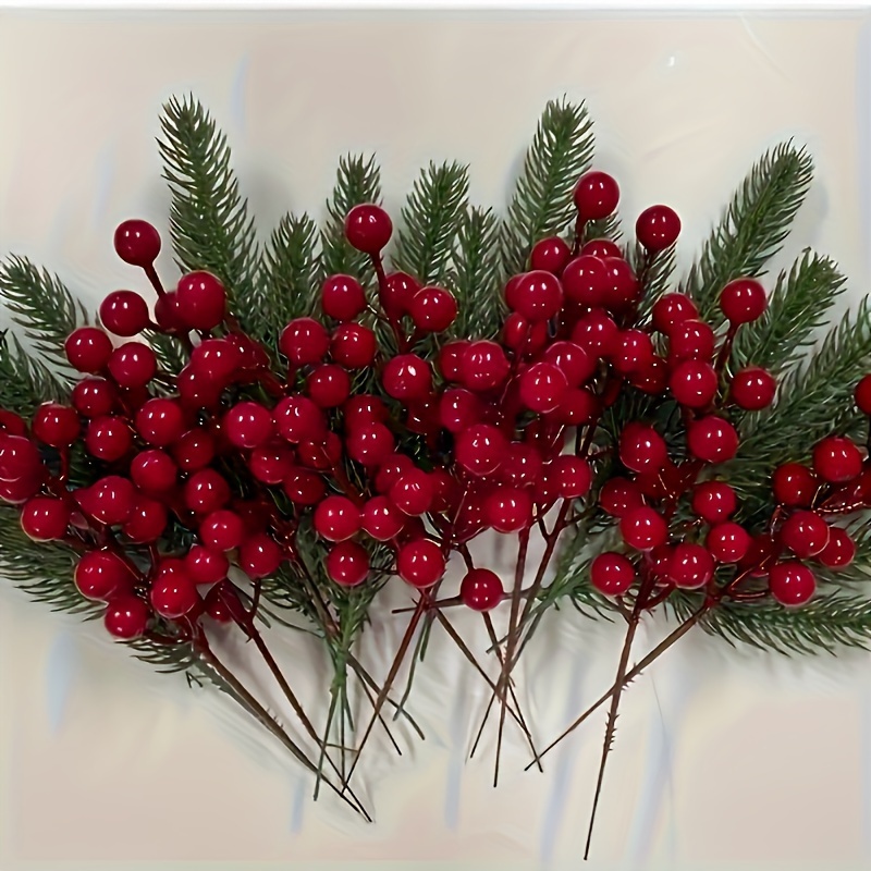 

Festive Christmas Decor: 10/20pcs Artificial Needles & Stems For Wreaths & Home Décor