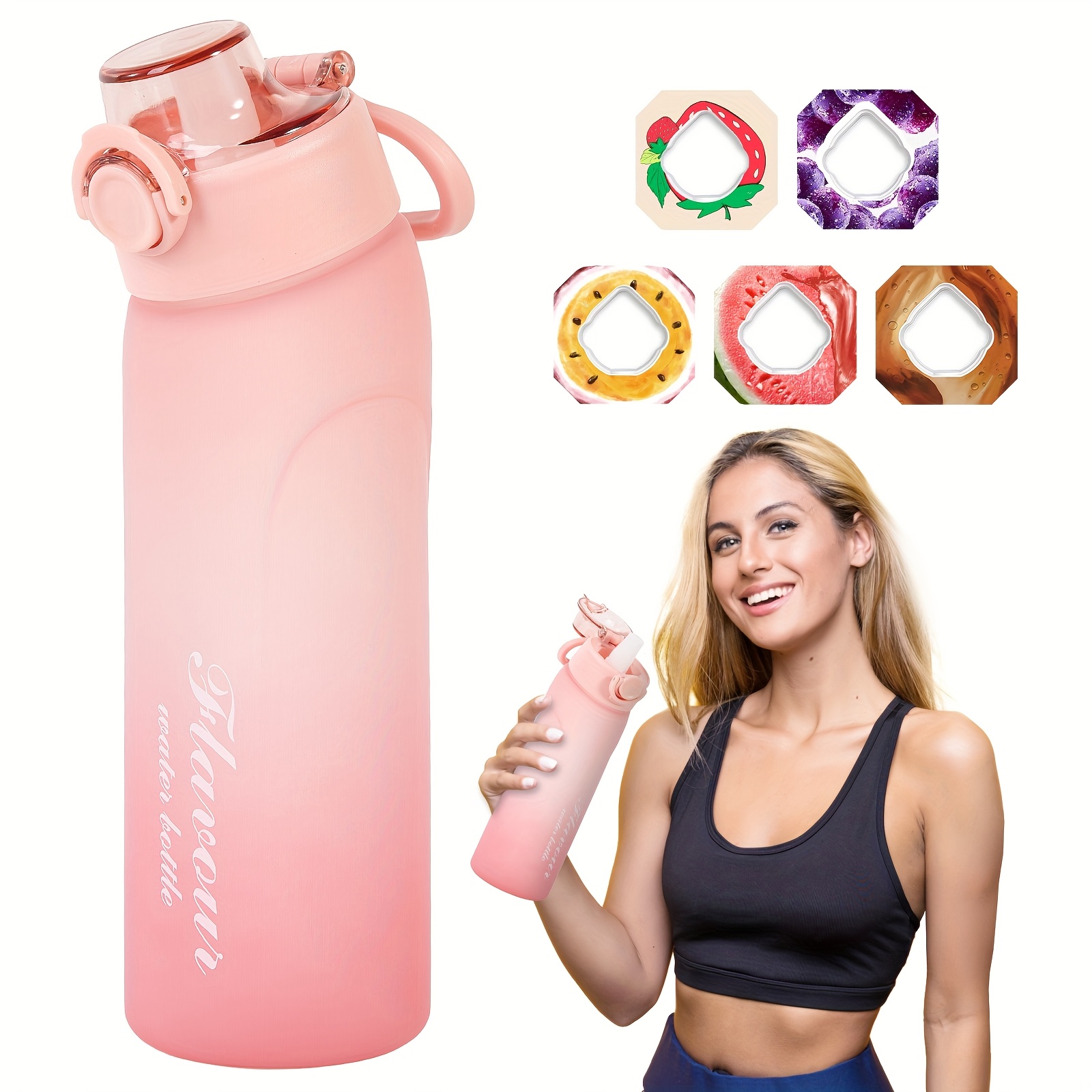 

1 bouteille d'air , bouteille d'eau étanche de 720 ml/25 oz avec 5 capsules d'infusion de , BPA, pour les sports de , de sport et le fitness - Rose