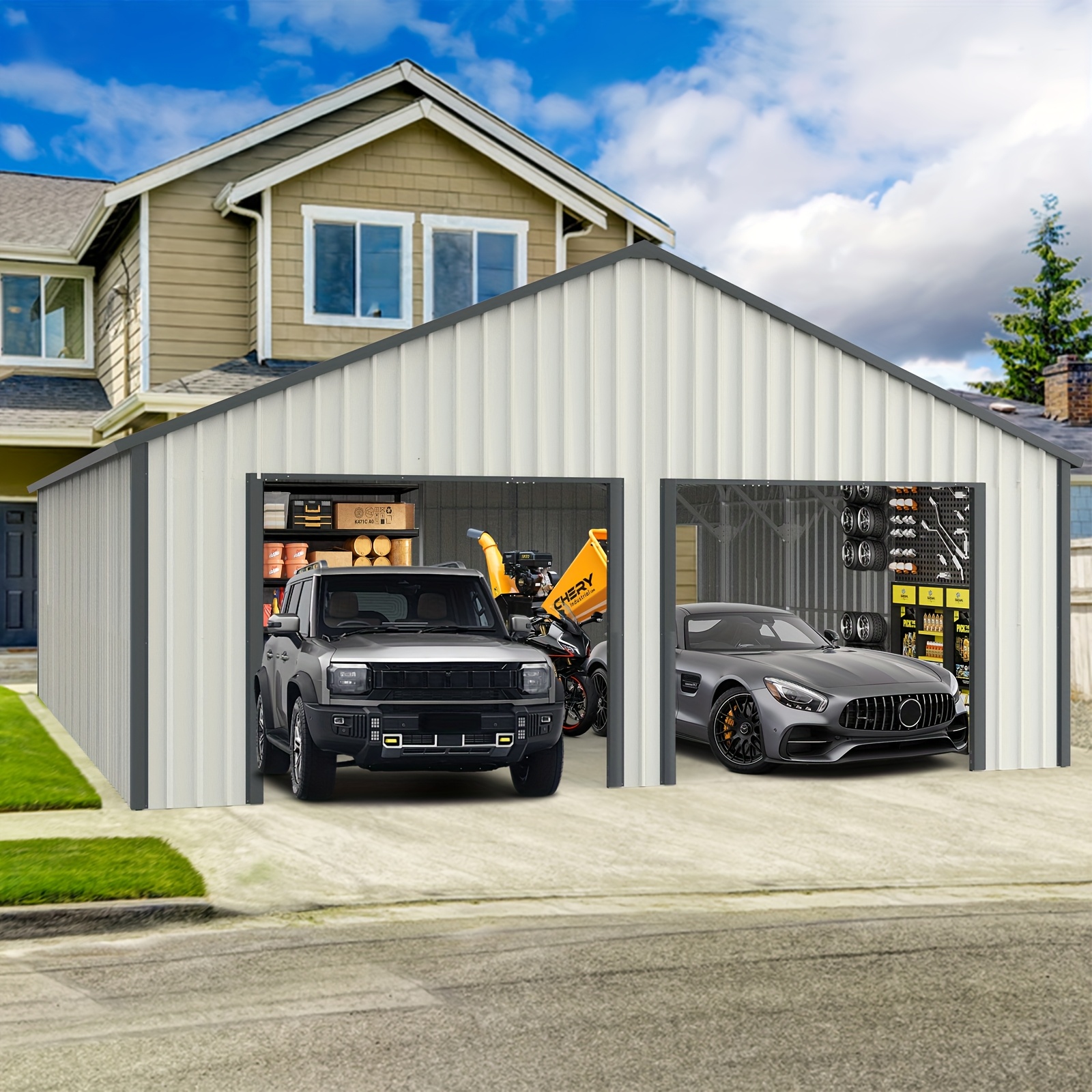 Garage Shape 9’6•23•2’ 1/3 22' x 26' x 9' Metal Garage (Enclosed Steel Building) | Sale