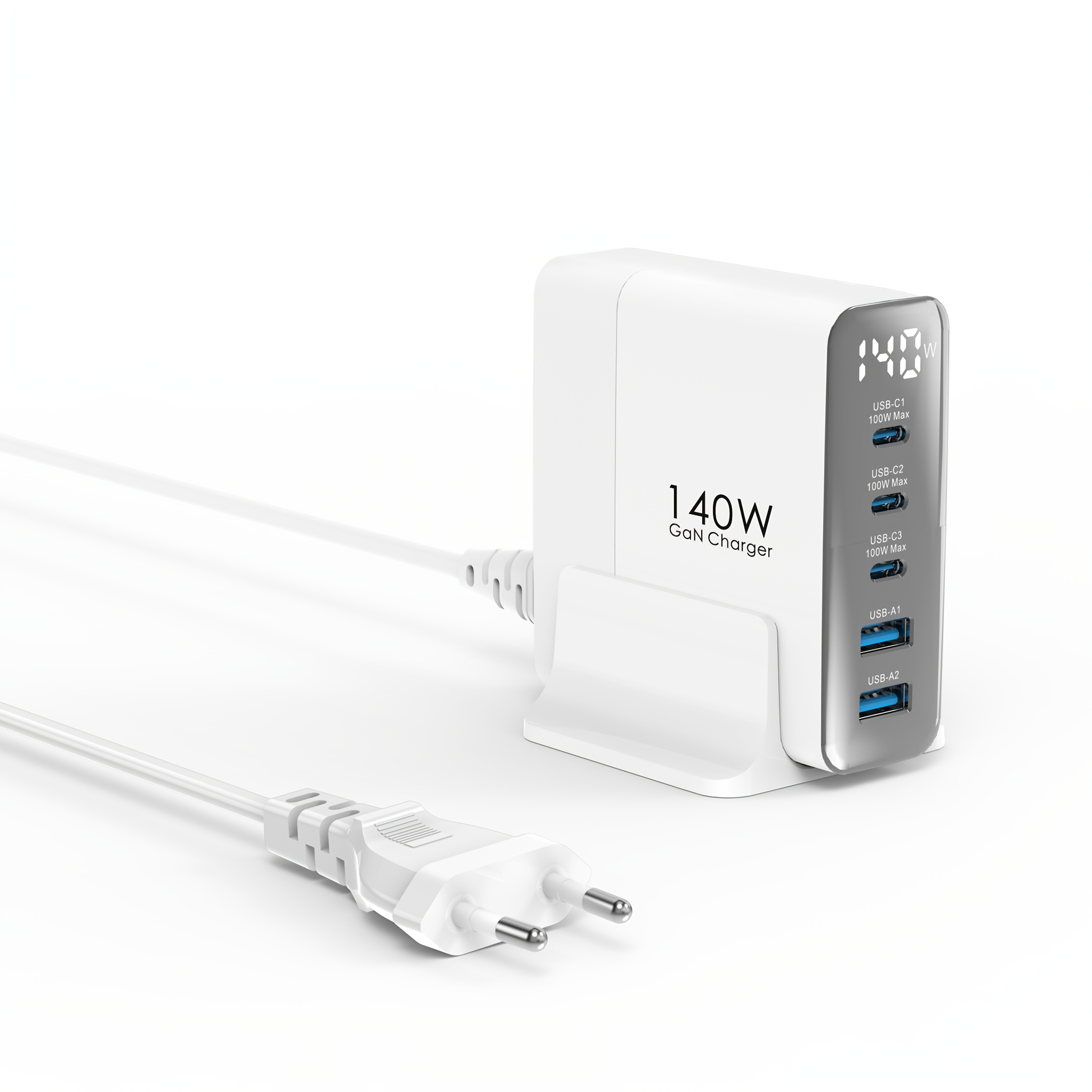 Image of 140w/240w Usb C Charger 6-port, Pd3.1 Laptops Gan Charger With Led Display, Desktop Fast Charging Station For /air, For Iphone Pro Max, For Ipad Pro, For Dell Xps/galaxy/pixel And More