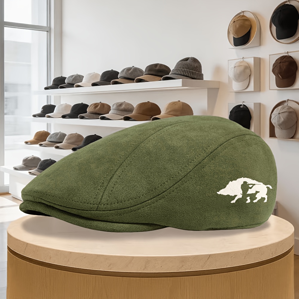 TEMU Classic Vintage Men's Newsboy Cap, Hunter Pattern Solid Color Beret, Suitable For Formal And Casual Outfits, Fashionable Headwear, Trendy Men's
