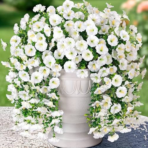 set of 2 summer decorations realistic looking vines that are uv resistant enhancing your front door porch potted plants patio or balcony in white outdoor artificial flowers