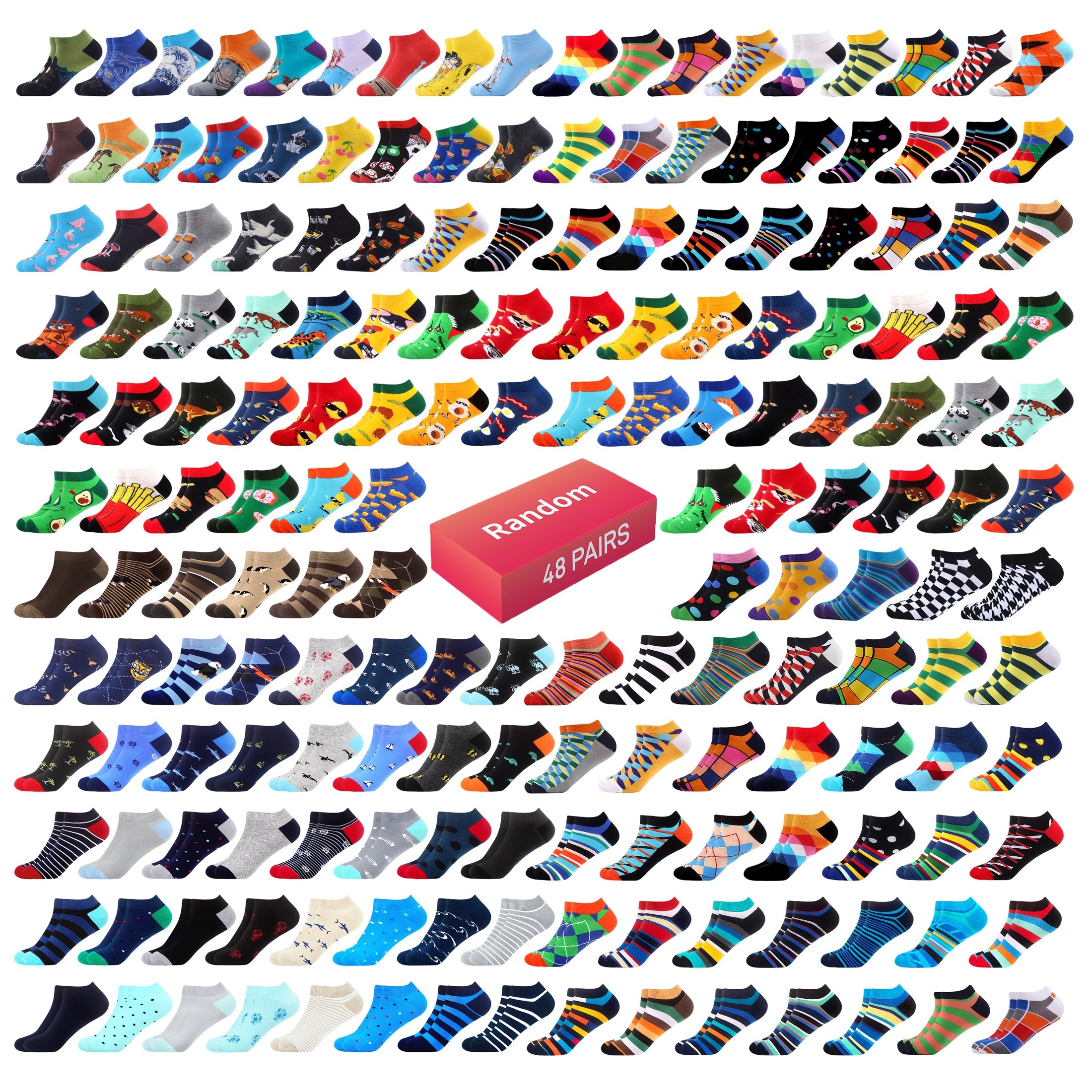 

48 Pairs Of Random Men's Socks Women's Ankle Socks (us 7.5-12)