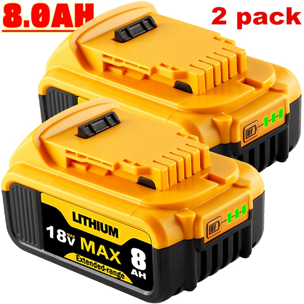 TEMU 1/2 Packs Batterie Li-ion 18V 8.0Ah de Remplacement pour Batteries for Dewalt 18V MAX XR Compatible avec for Dewalt DCB200 DCB180 DCB181 DCB201