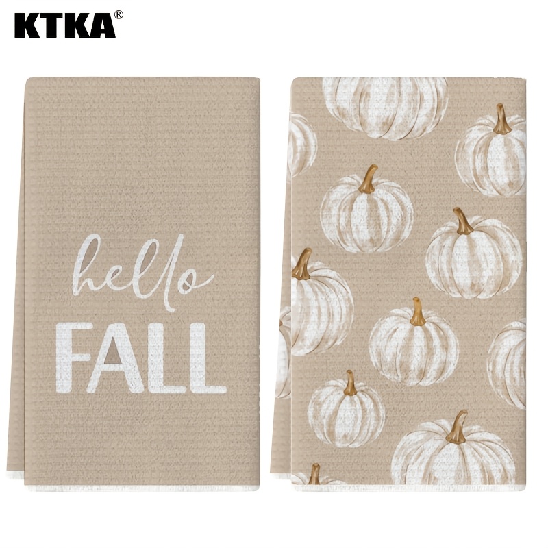 TEMU 2/4pcs Neutral Beige Fall Kitchen Towels, Soft Absorbent Face Washing Towels, Autumn Home Decor, Farmhouse Thanksgiving Decorations, Ideal