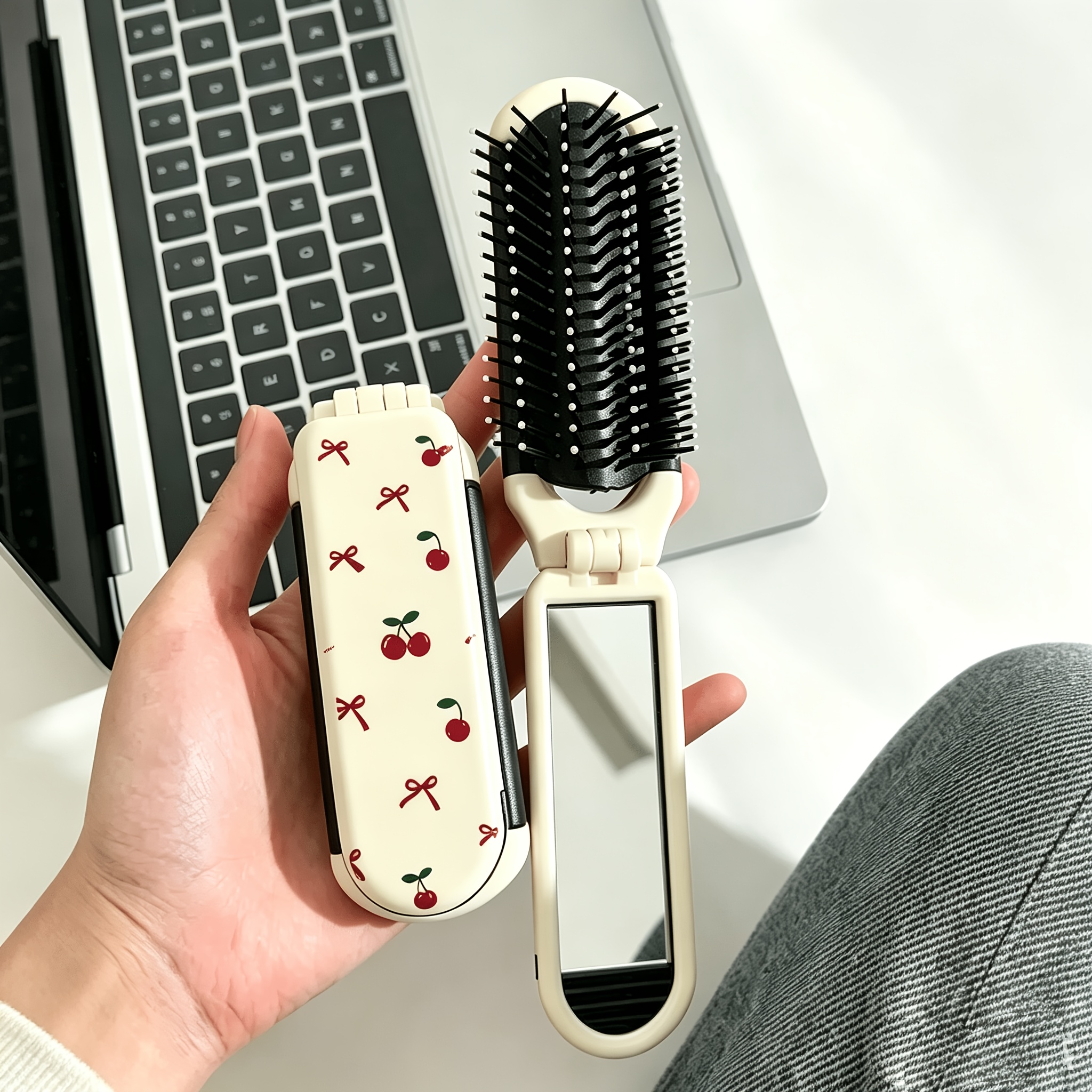 TEMU Brosse à cheveux pliable avec poche à et , imprimé et nœud