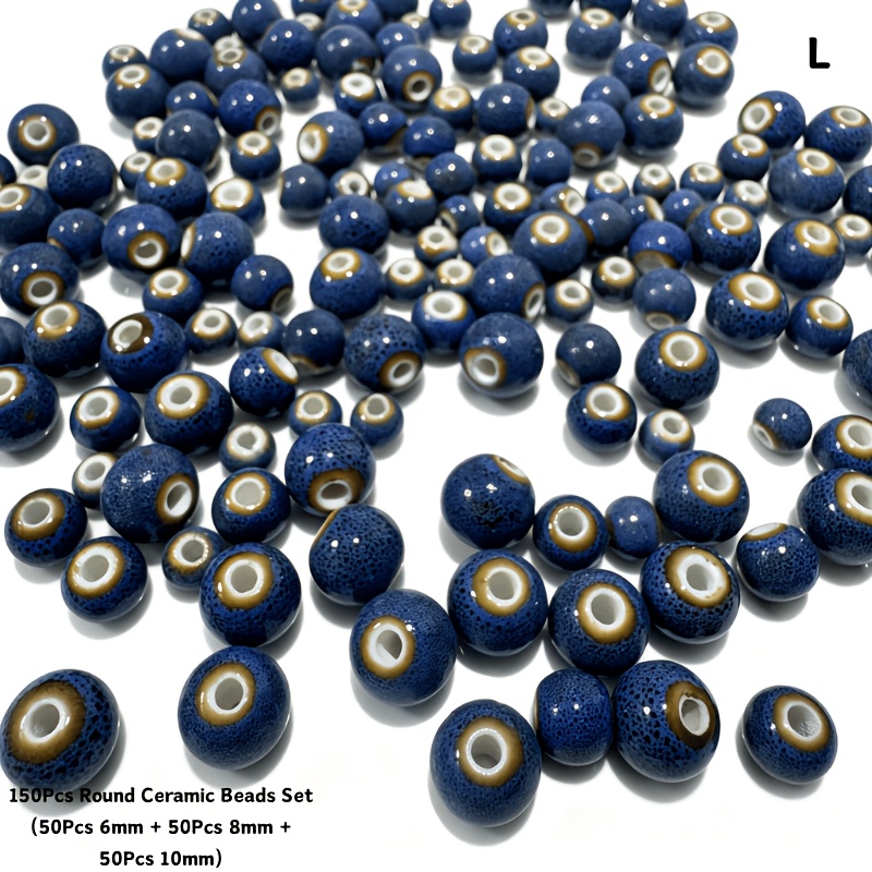 Mixed Size Colorful Glazed Round Ceramic Beads for Jewelry Making