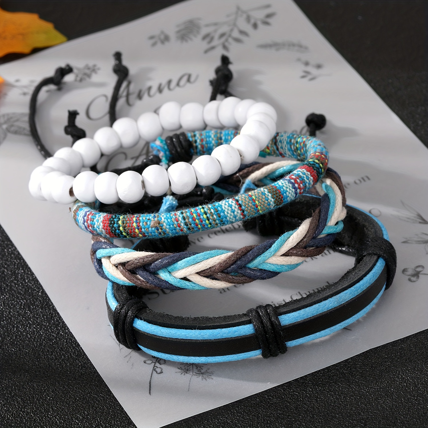 Men's Bold Leather Bracelet Set