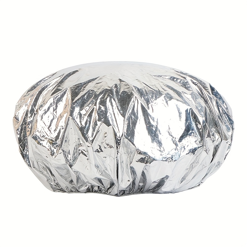 TEMU 2pcs Aluminum Foil Caps For Hair Care - Heat Steam Relax Cap For Normal & Relaxed Hair, Fragrance-free Home Use, Unisex Adult Hair Straightening