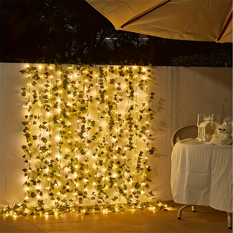 1pc solar powered artificial ivy leaf string lights 275 5in 50led solar fairy lights with 8 suitable for outdoor garden wall balcony fence trees weddings parties restaurant decoration engagements summer and autumn decorative scenes Product details 4