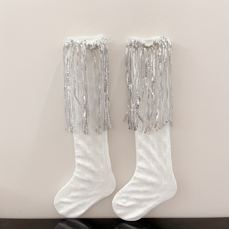 Image of Girls' Princess Fringe Dance Socks - Soft Pile Over-the-knee (otk) Suitable For Ballet, & Casual Attire - Hand Wash Only, ,fall And Winter Clothes