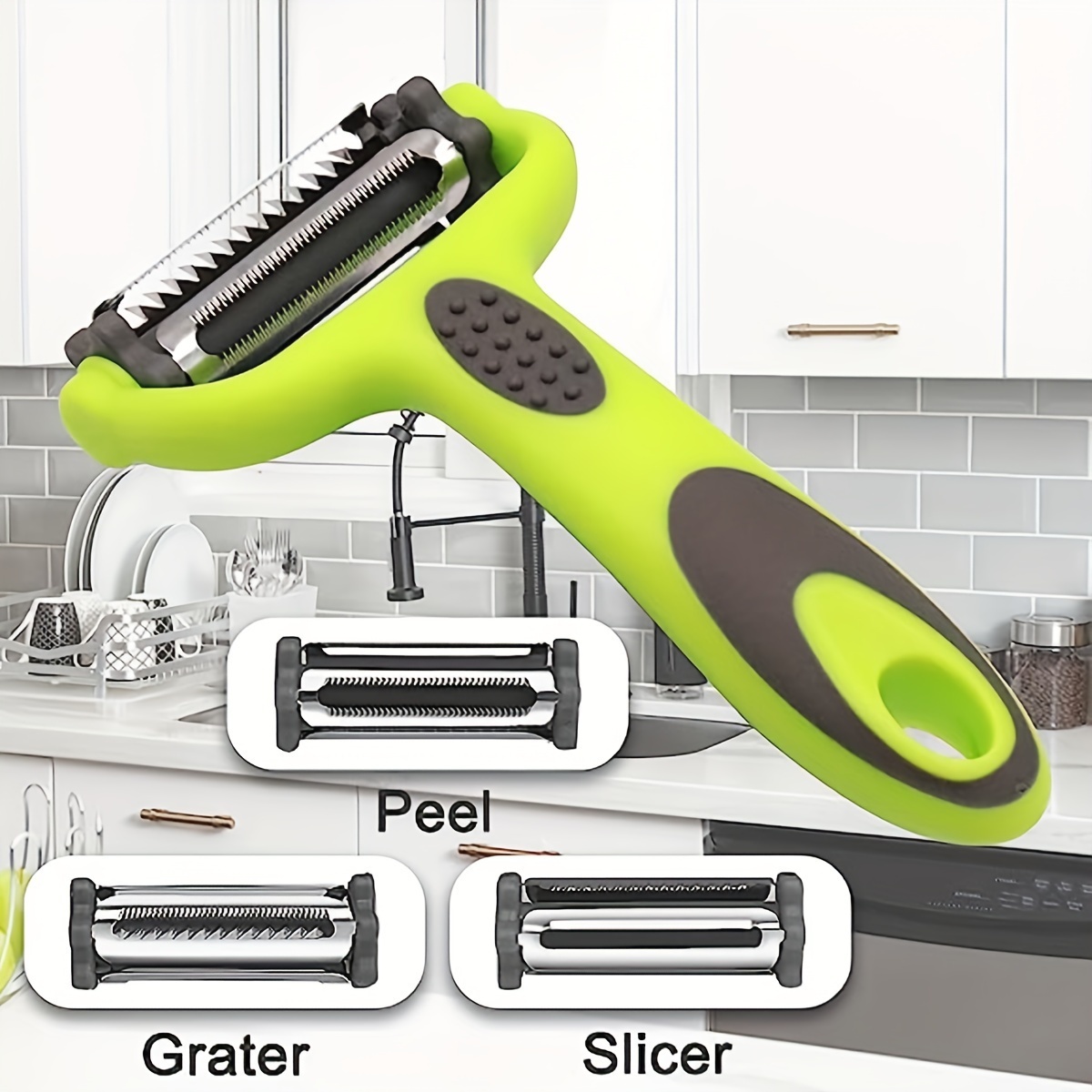 TEMU 3-in-1 Multifunctional Fruit And Vegetable Peeler, Grater, And - Features A Non-slip Ergonomic Handle, Durable -grade Materials, And A For