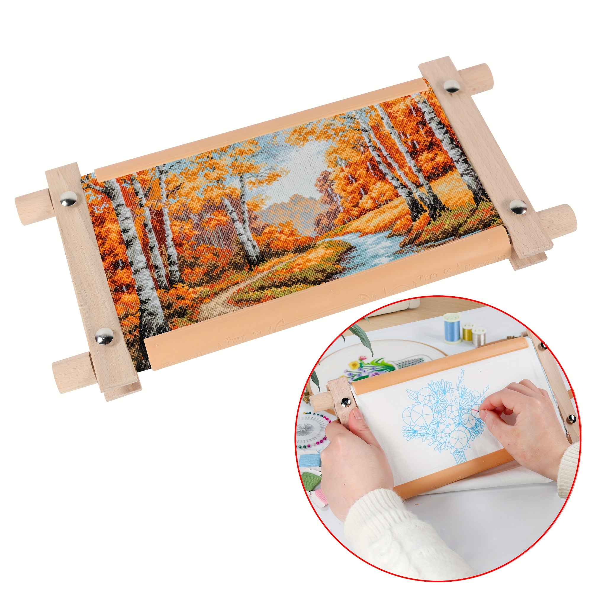 TEMU 1pc Small Square Embroidery Frame (32cm * 15cm), Lightweight Small Embroidery Stand Suitable For Beginners And Professional Embroiderers