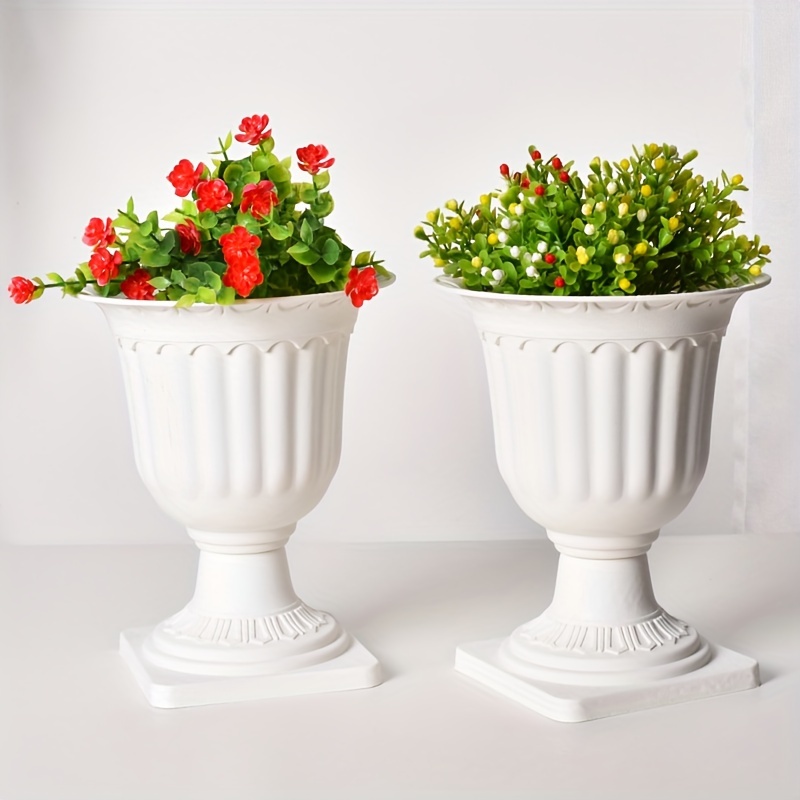 

Set Of 2 Elegant European-style Plastic Flower Pots - Indoor/outdoor Gardening Containers For Succulents, & Hydroponics - & Lightweight