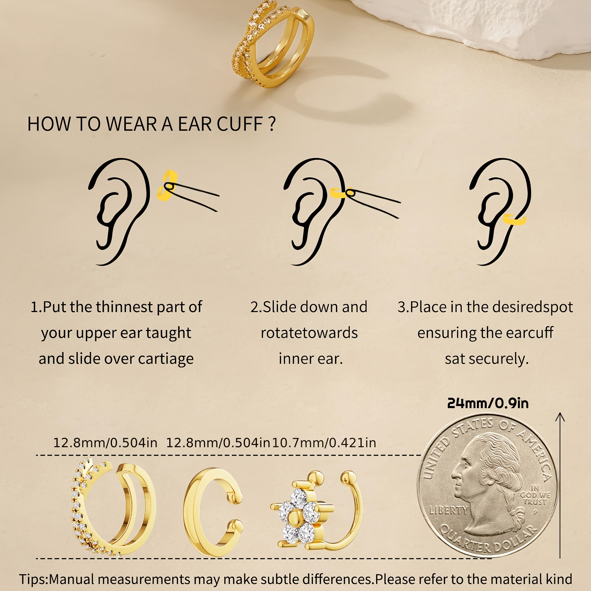 Women's Dainty Ear Cuffs Clip-On Earrings, Trendy Design