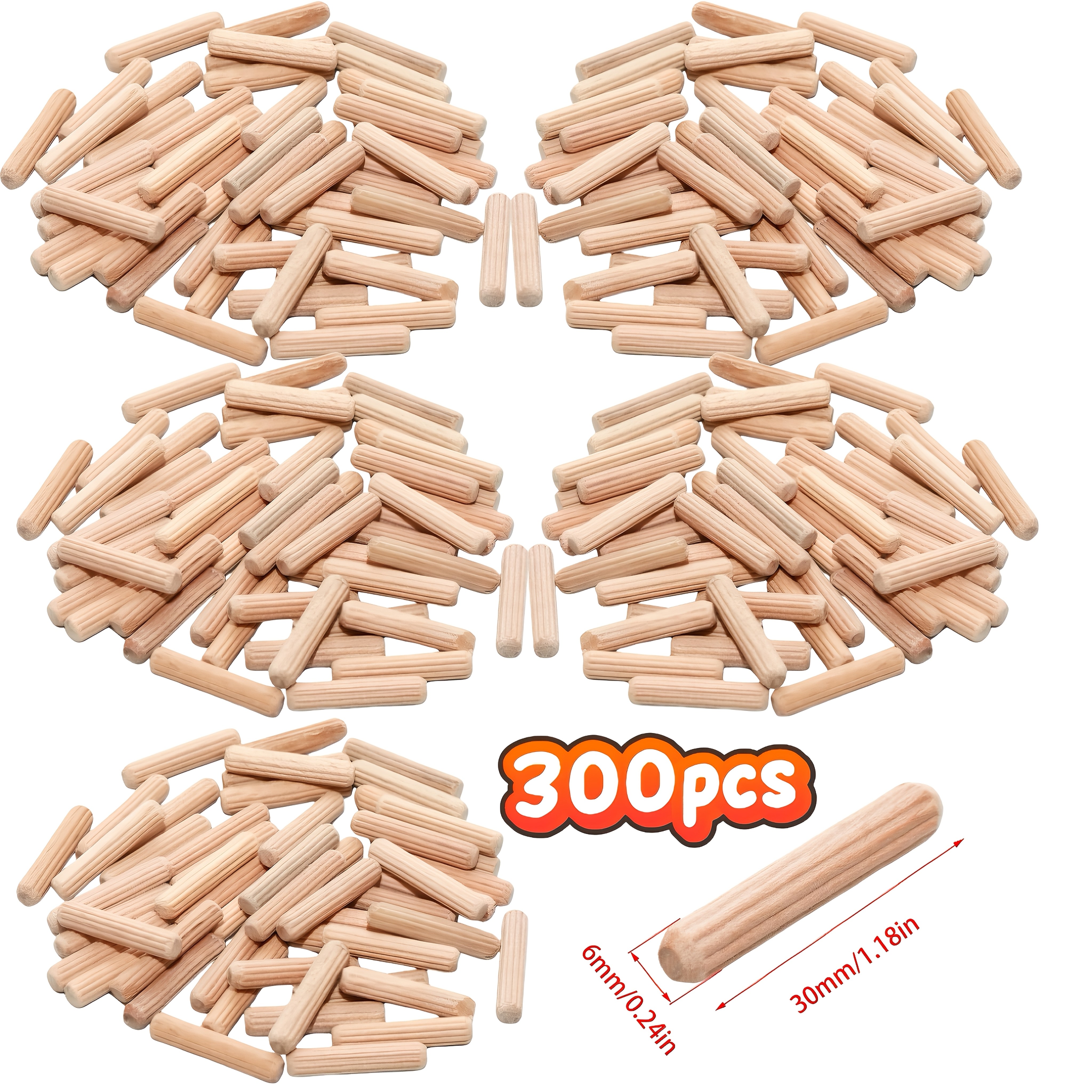 300pcs high quality wooden dowels 6x30mm smooth round   pins for woodworking drilling guides and positioners ideal for construction and craft projects crafting supplies   dowels durable wooden pins woodworking tools