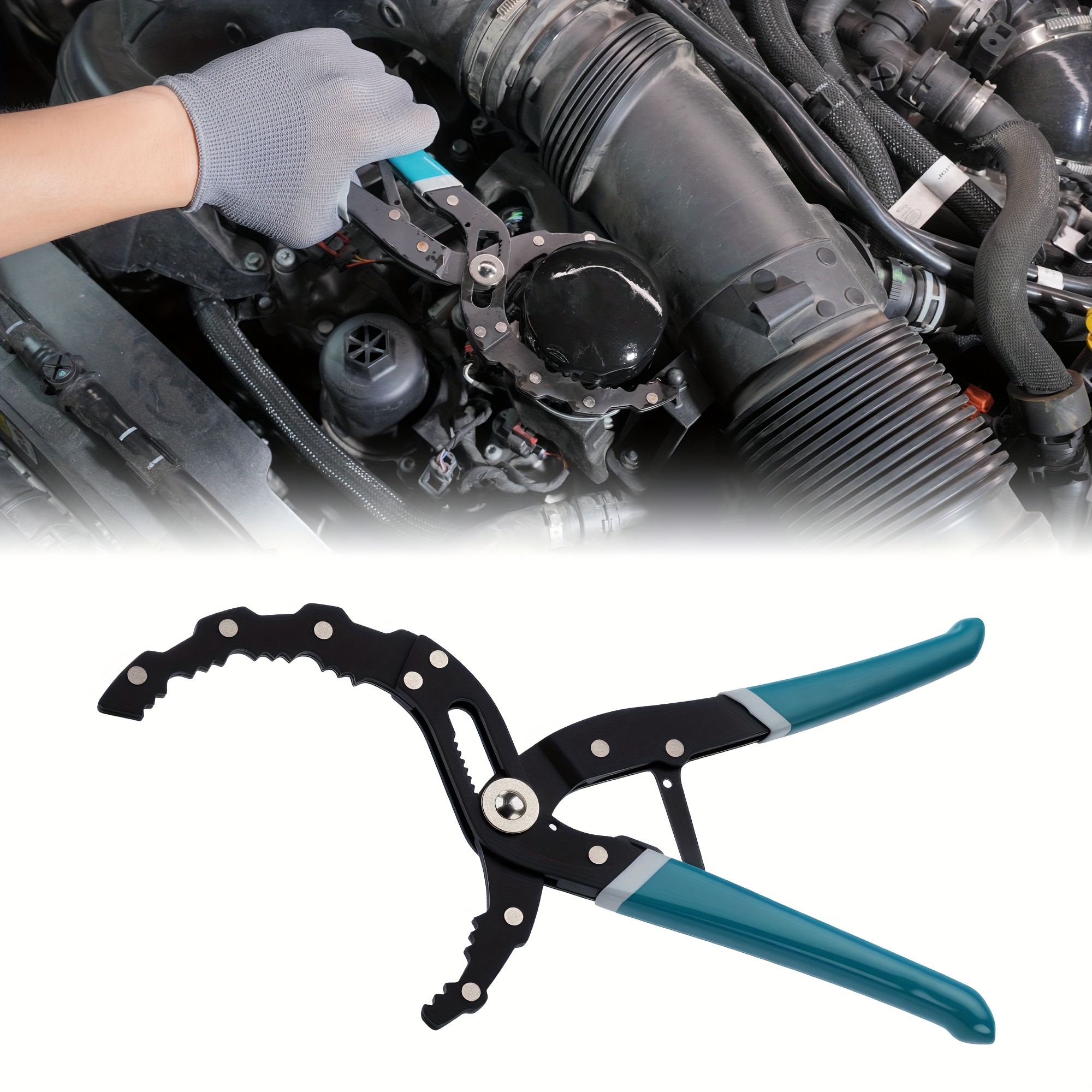 E-shop Ölfilter-Schraubenschlüssel, 12" Ölfilterzange, Schnell einstellbares Werkzeug zum Entfernen von Ölfiltern mit Federstruktur (2-3/8" bis 4-3/4"