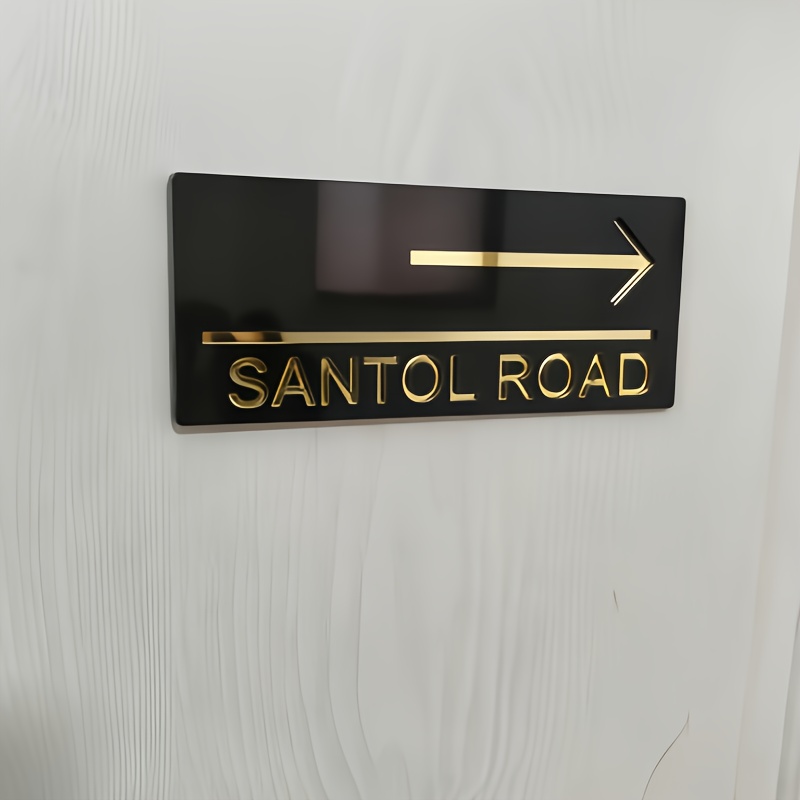 TEMU Plaque d'adresse personnalisée - avec motif de flèche directionnelle, facile à installer, pour bureaux, hôtels et appartements - Construction en