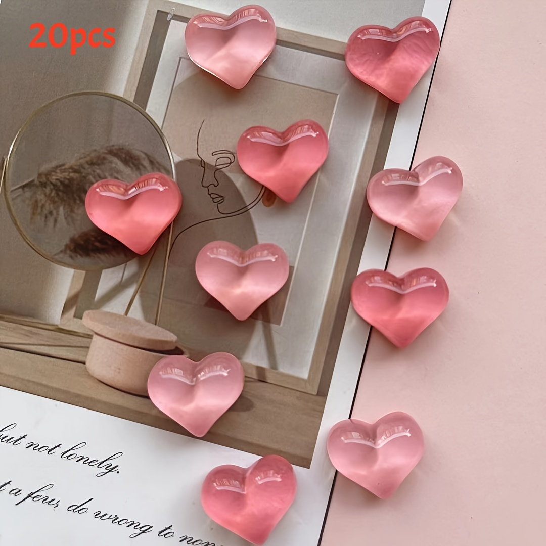 TEMU 20 Chevilles transparentes de cœur rose, parfaites pour photo, d'accentuation, les tableaux blancs, les panneaux de liège, , les panneaux