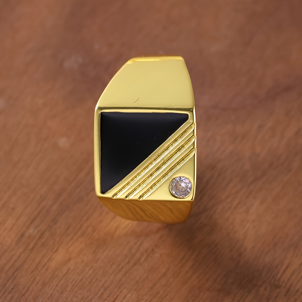 Image of [5a Quality] Men's Retro Epoxy Inlaid Ring, 5a Cubic Zirconiaia Decorated Jewelry, Holiday Gift For Male And Female , Suitable For Party Cocktail Party Attendance And Daily Wear