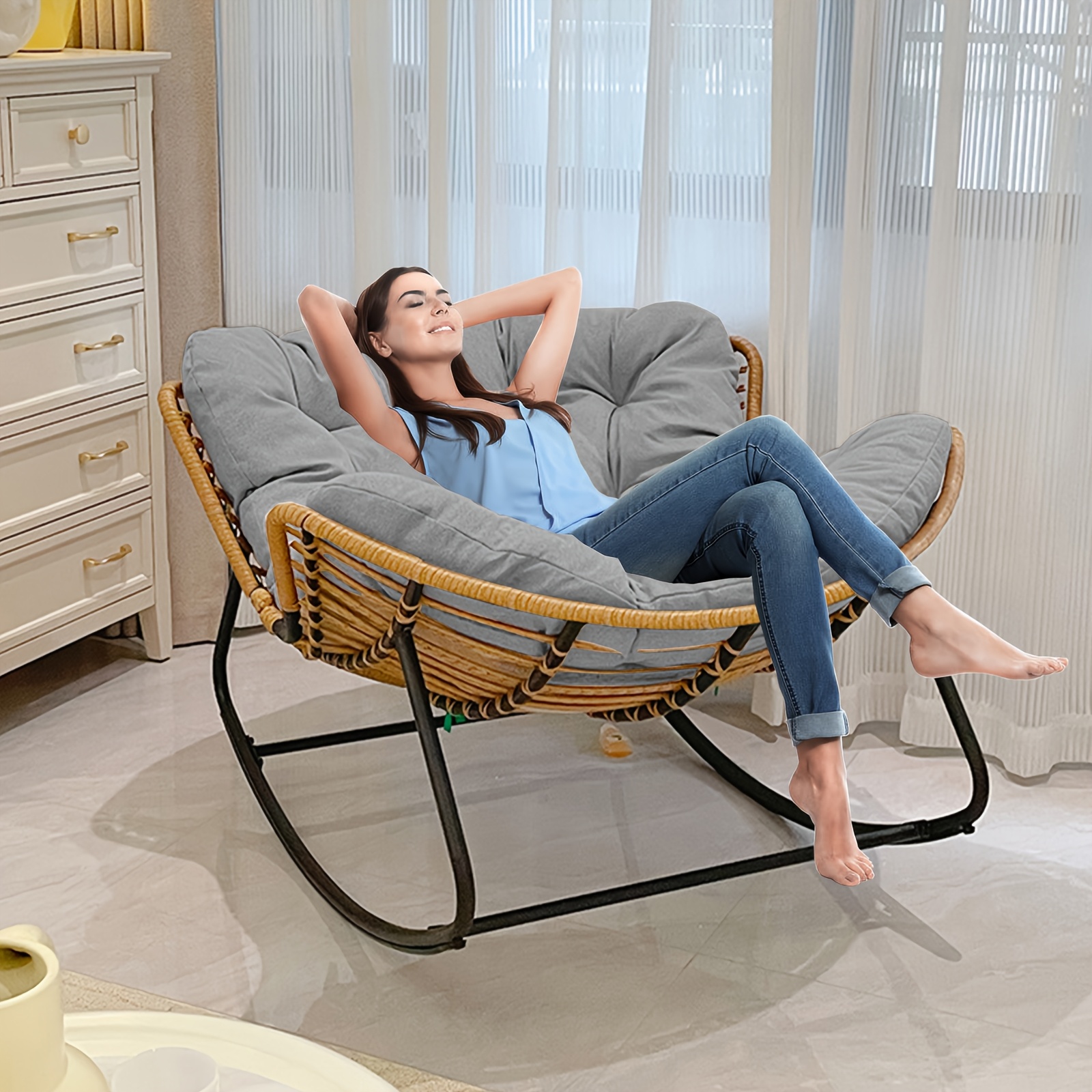 Fincati Oversized Wicker Rocking Chair Yitahome Egg Chair Circle