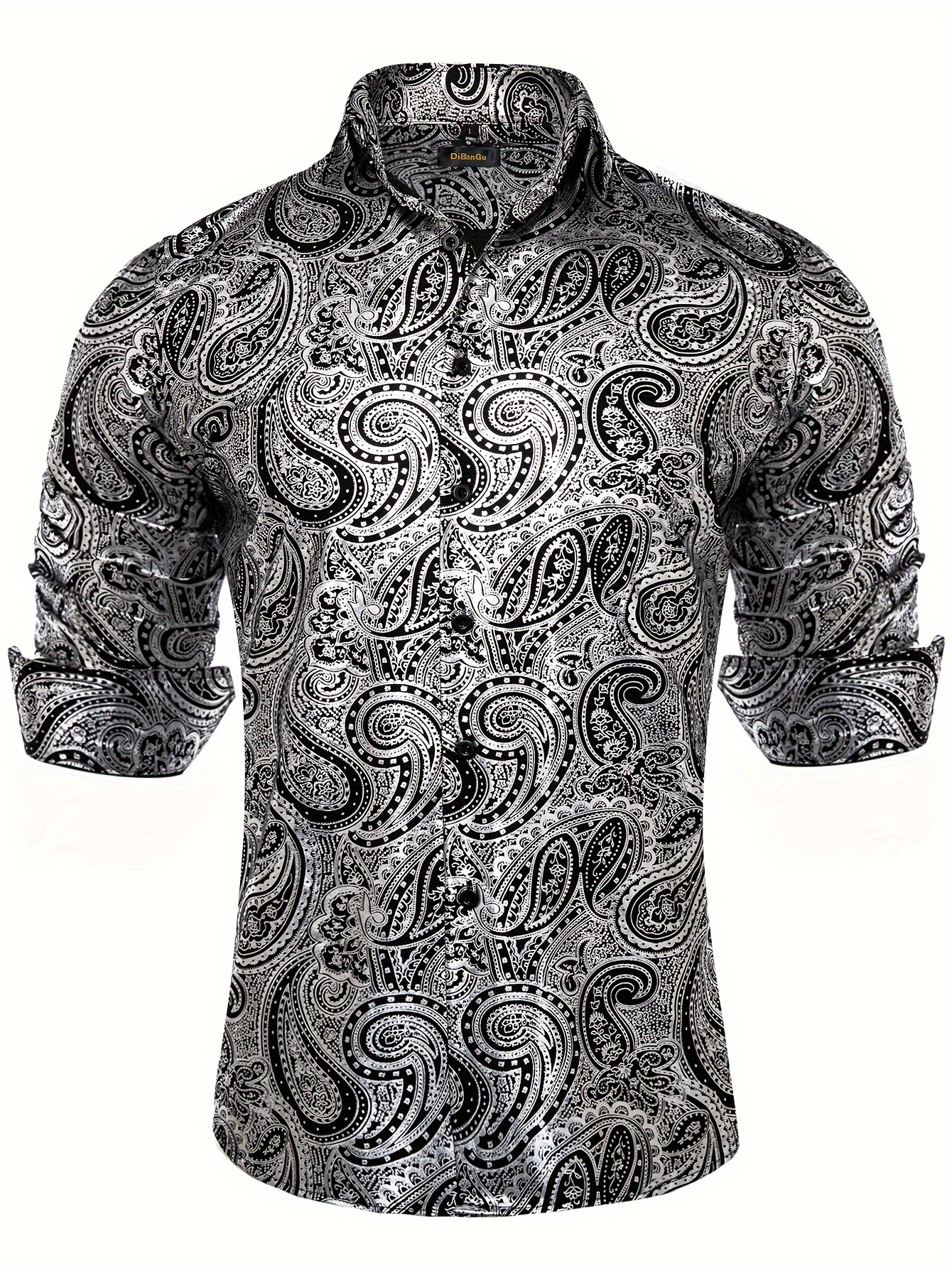 mens party casual dress shirt long sleeve paisley formal - Temu
