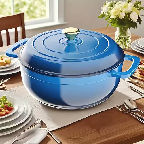 dutch oven pot enameled pot with a lid ideal for braising roasting baking soups kitchens heavy duty nonstick oven to 500 f dual handles works on all stovetops enamel pot