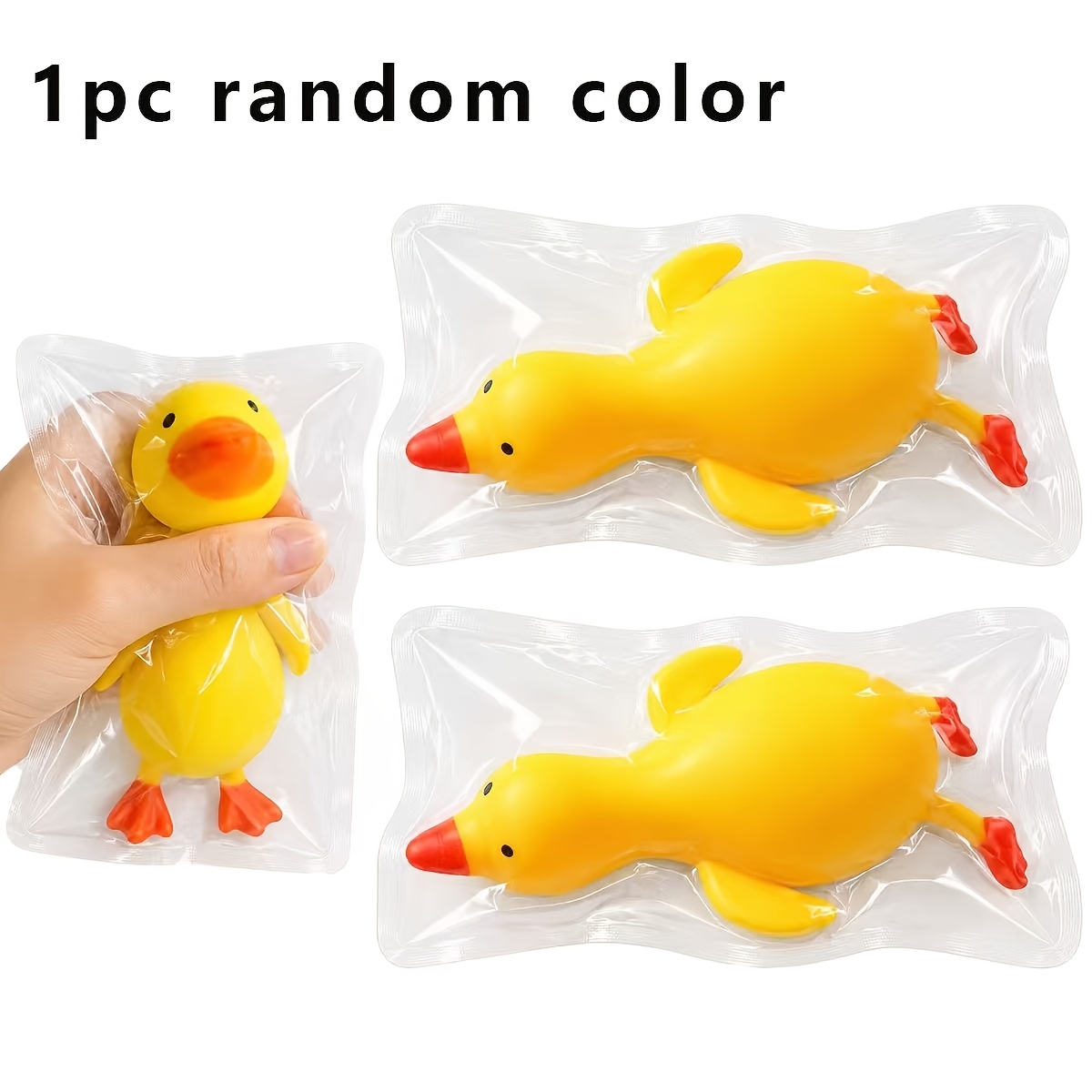 Image of 1pc, Random Color Yellow Rebound Duck Squeeze Toy — Cute Duck Relax Squeeze Toy, Universal Finger Relax Toy, Slow-rebound Sensory Relax Toy, Party Favors, Gifts, Small Gift Bag Fillers