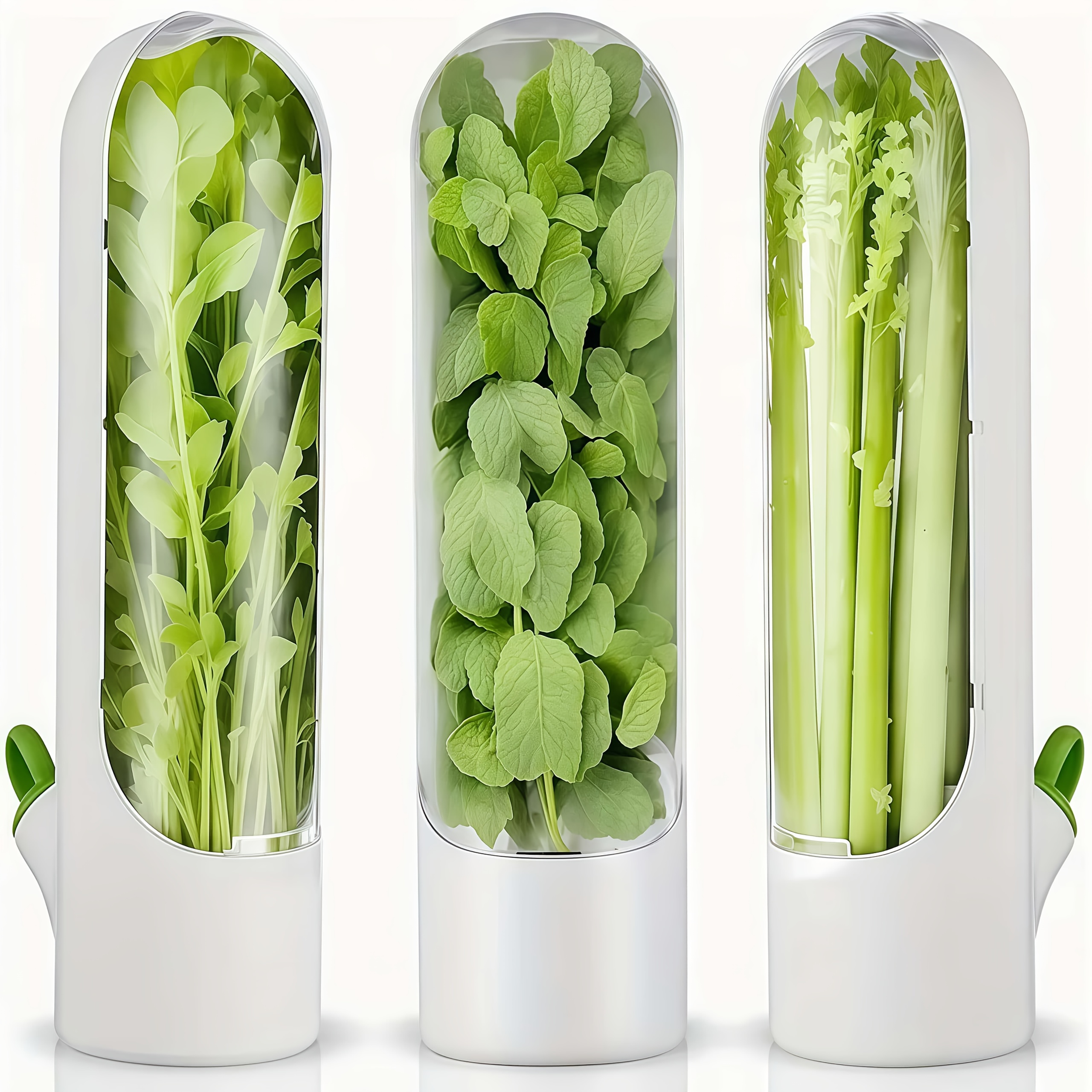3pcs White Vegetable Storage Containers With Lids - Suitable For Onion, Garlic, Herbs & Root Crops Refrigerator Box, Fresh-keeping Food Preservation System For 1-7 Day Extension, Space-saving