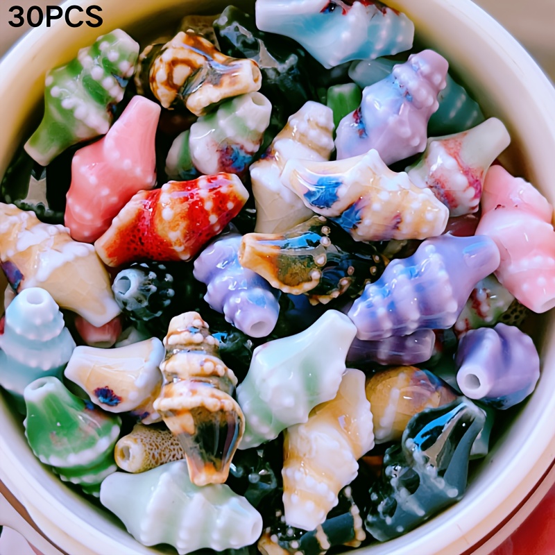 Kit-hawaiian Multicolor Ceramic Beads In Unique Shapes, Jewelry Findings, Diy Material Package