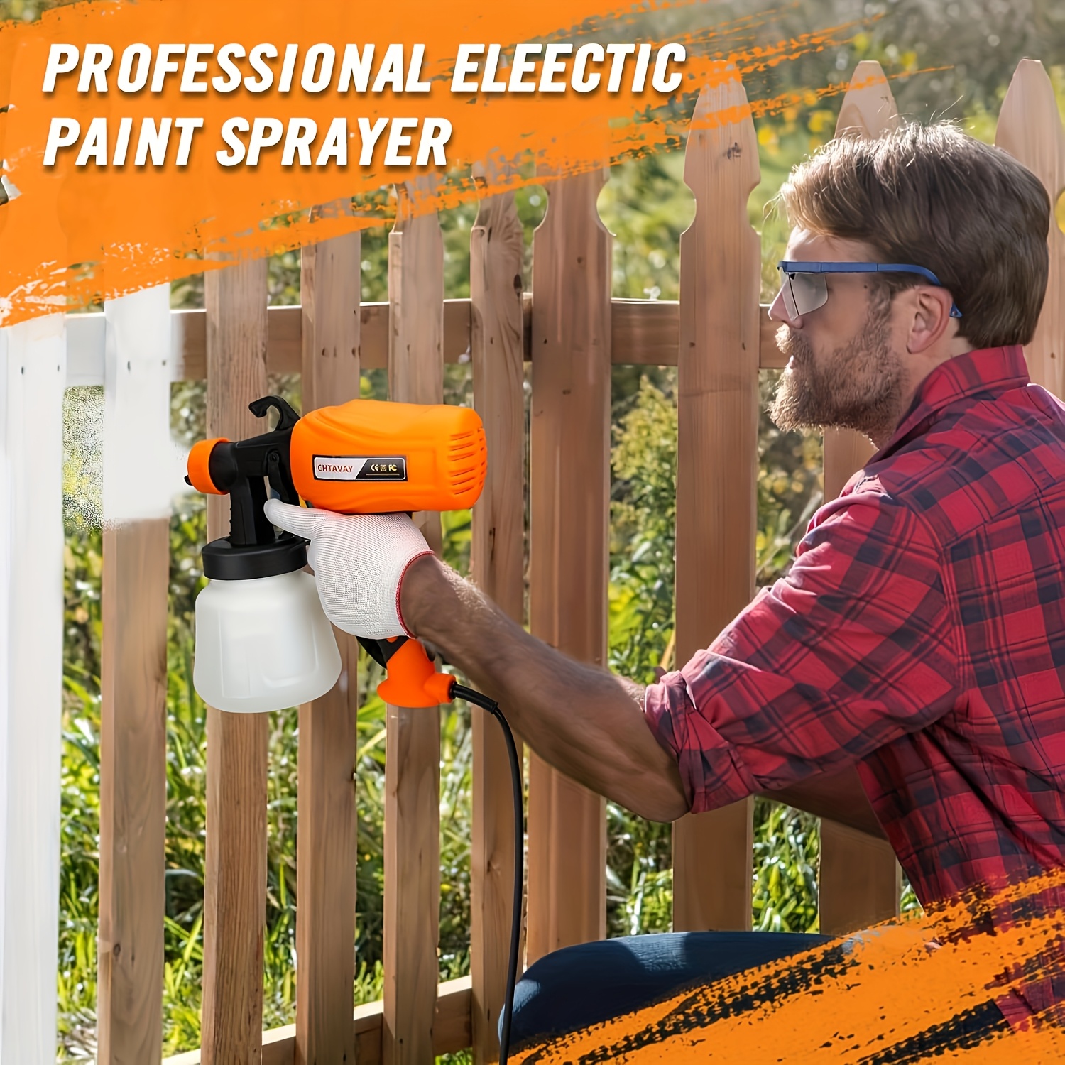 

1pc 9.4" X 9.4" Portable Sprayer, 30oz - With Dual Nozzles & 3 Spray Patterns, Ideal For Home Diy, Automotive, Walls, Fences & Furniture, Orange/black