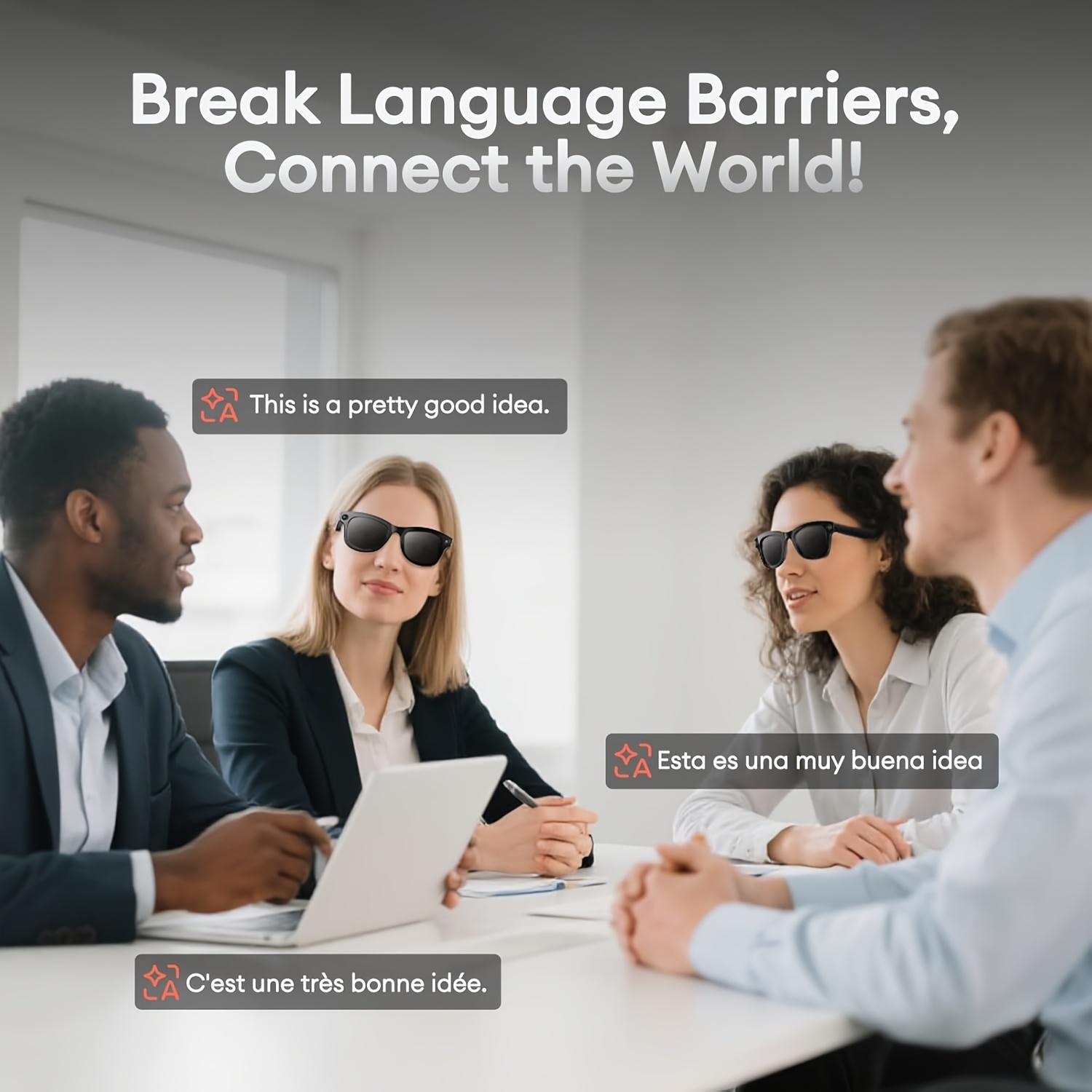 Smart Glasses with Wireless Connectivity & AI Camera