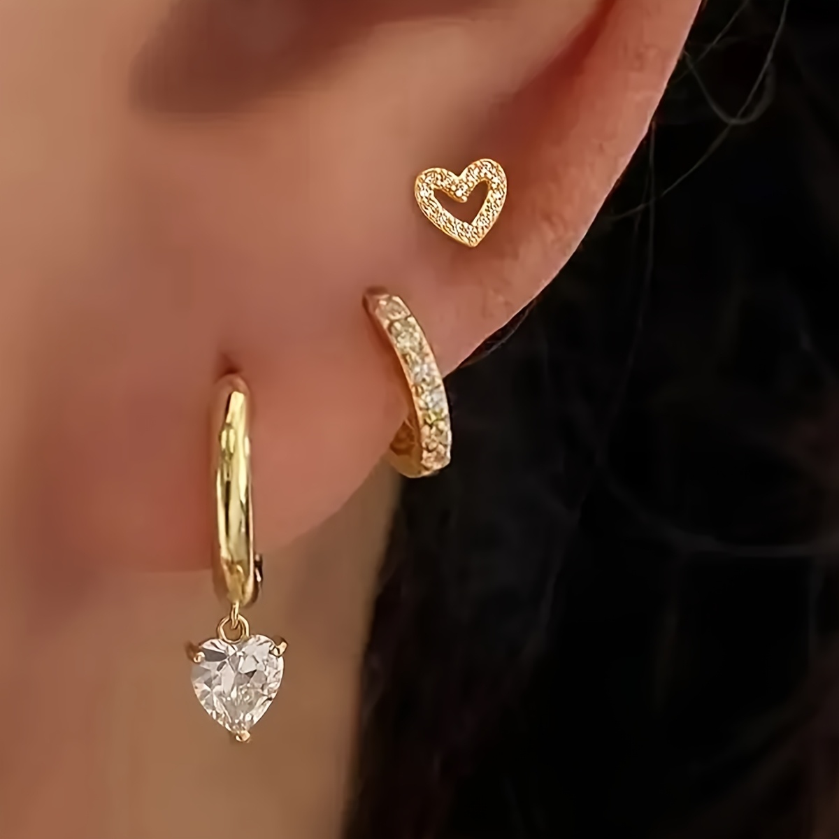 TEMU Set de 6 pendientes minimalistas con forma de , circonio sintético y cobre, regalo de vacaciones para mujeres, uso diario