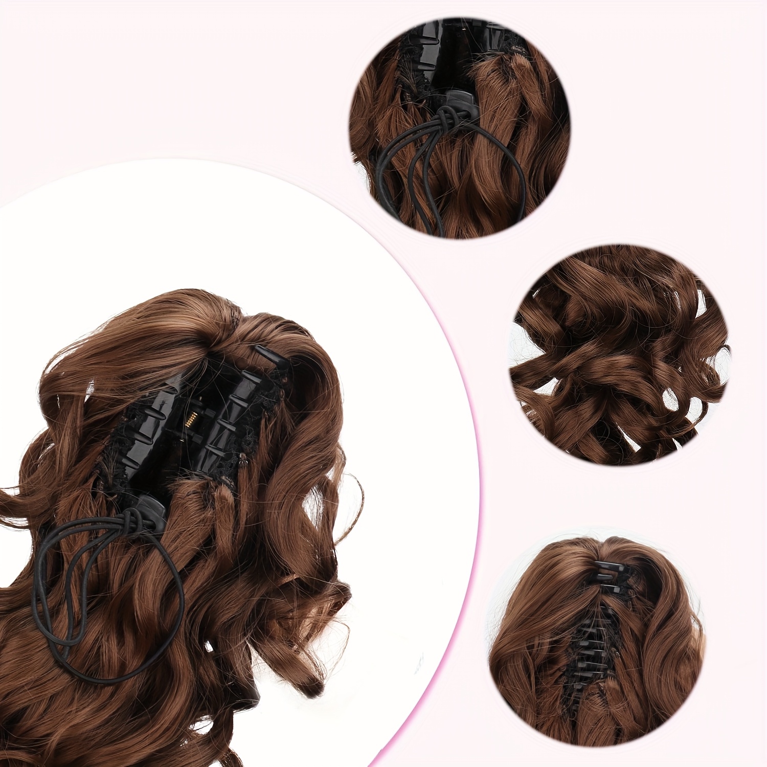 heat resistant synthetic curly wave ponytail wig   retro style for women secure clip on for daily wear festive occasions all   heatresistant fibers hair wig details 3