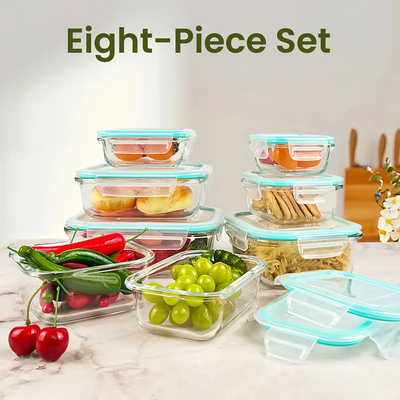 8 glass food storage containers airtight leak proof microwave oven freezer dishwasher safe bpa free stain resistant easy with lids for meal prep bento boxes kitchen organization modern kitchenware bpafree material Product details 1