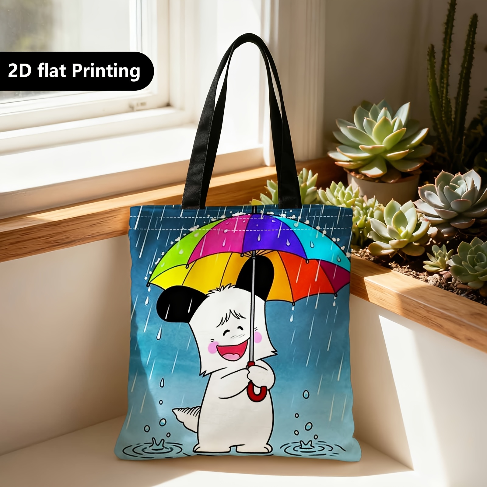 TEMU Shopper Bag,shopping Portable Shoulder Back Hand-held Bag,2d Double-sided Ing, Umbrella, ,suitable For Travel, Cosmetics, Holiday Storage