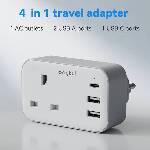 a multifunctional adapter for the uk to european countries compact and lightweight standard european plug with 1 type g socket usb ports featuring an led travel adapter usb adapter usb travel adapter