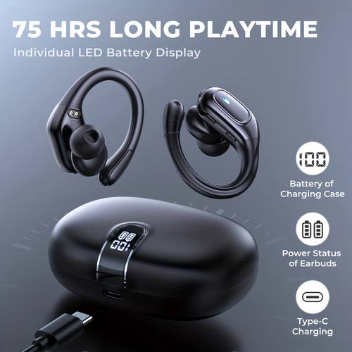 new wireless earbuds for running sports wireless earphones with pure bass sound over ear headphones with dual led display earphones noise cancelling headset built in microphone