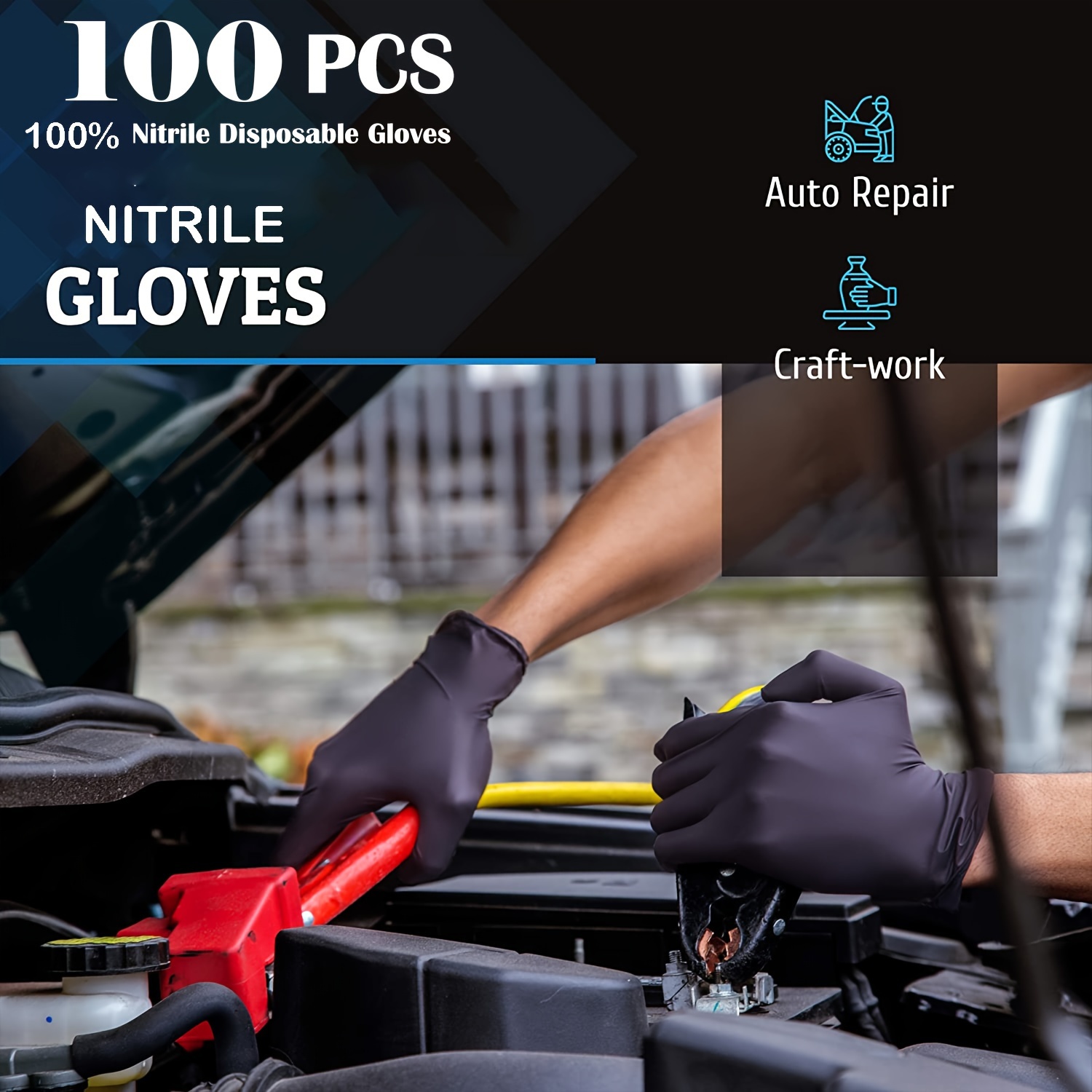 

100pcs Black Nitrile Disposable Gloves, Touch Disposable Gloves, Latex Free-5 Mil Thickness Nitrile Disposable Gloves For Cleaning, Food Handling