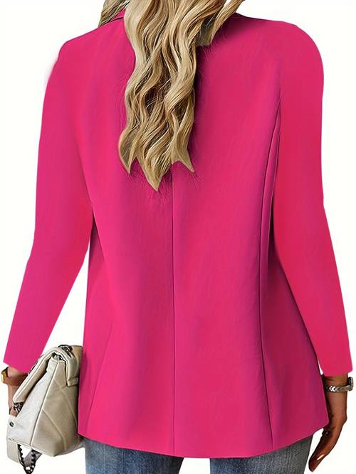 womens casual loose fitting long sleeved solid color cardigan suit jacket