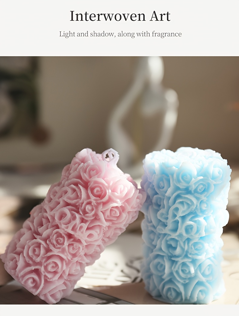 [Huayuxun] 5pcs, Holiday Decorative Candles, Rose Flower Pillar Shaped Candles, Soy Wax Candles, 4-6H Burn Time, Creative Gift, Home Decor, Desktop Ornament, Scented Candle, Photography Prop, Perfect for Valentine'S Day, Halloween, Christmas