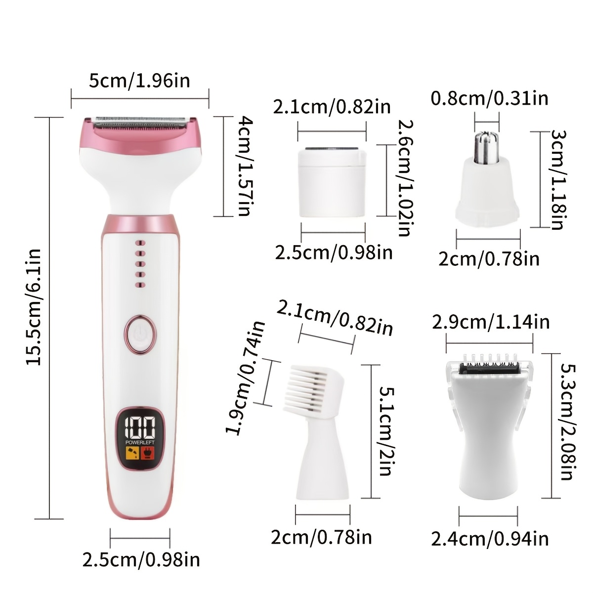 1pc   5 in 1 electric   and trimmer set for women usb rechargeable hair removal kit with   facial body leg bikini underarm grooming mechanical shaving 36v lithium battery Product details 4