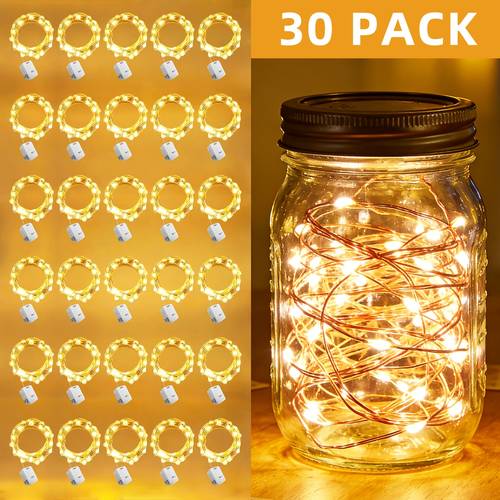 Artikelbild 30er-pack lichterkette für den innenbereich, 20/10 led batteriebetriebene lichterkette, 3 beleuchtungsmodi, draht- , für zuhause, hochzeiten, geburtstagsgeschenke, partys, einmachgläser, valentinstag, feiertagsbeleuchtungsdekoration, halloween für wohnung