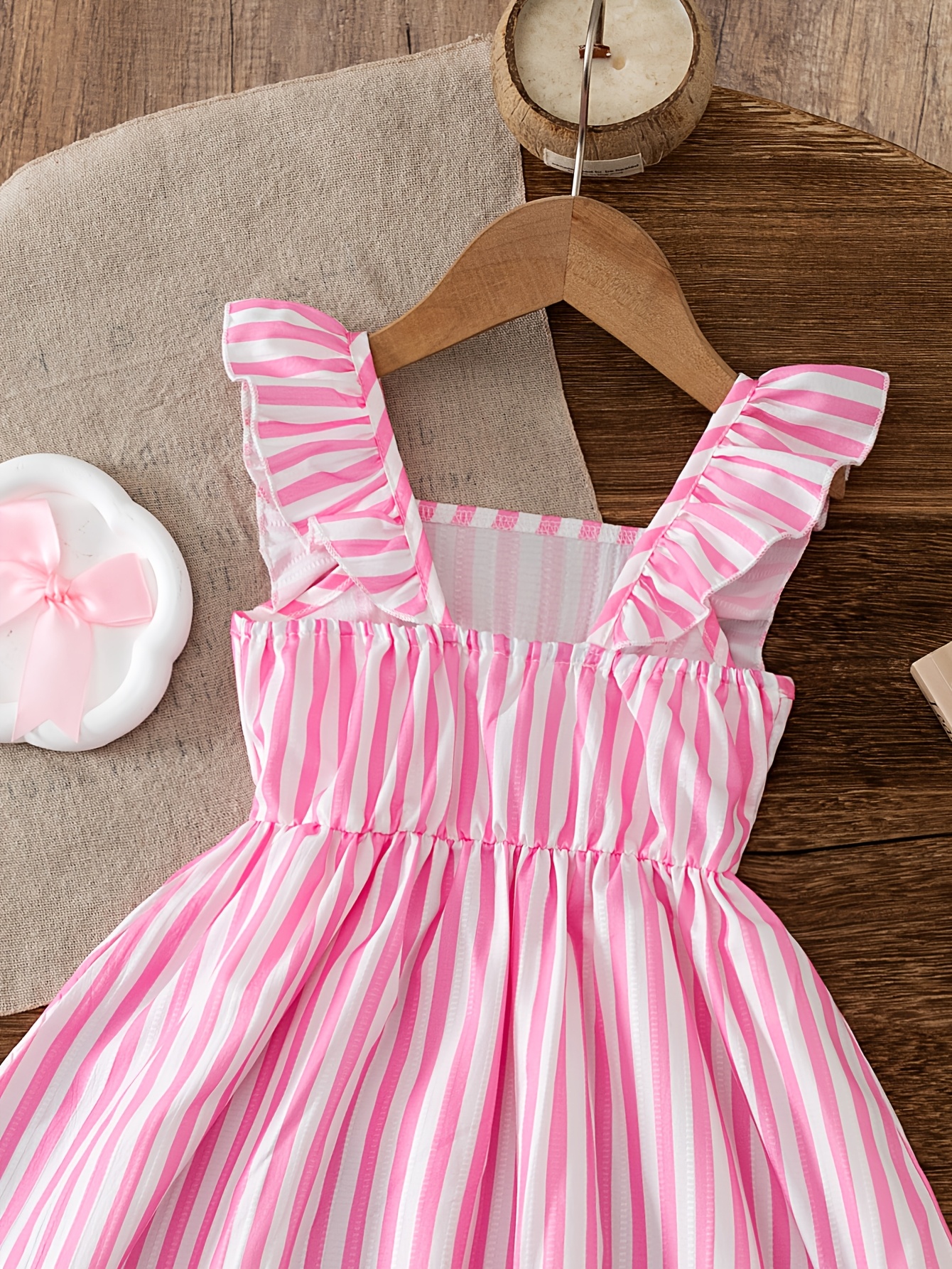 ladies girls dress Young Girl Striped with Straps, Three-Dimensional Large Bow, Ladies' Style * * or Sweet, Simple, Cute, and Fashionable Girls' Dress for Summer summer clothes for girls
