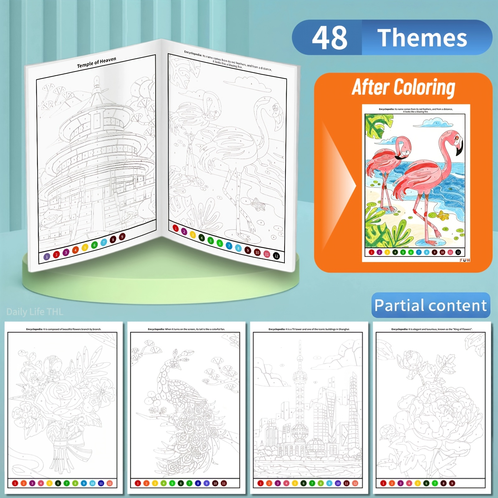 Image of 48 Themes Coloring Book By Numbers For Kids Ages 3-12, Painting And Drawing Activity Book, And Cognitive Development Art Craft, Ideal Birthday Gift For Creative Boys Girls