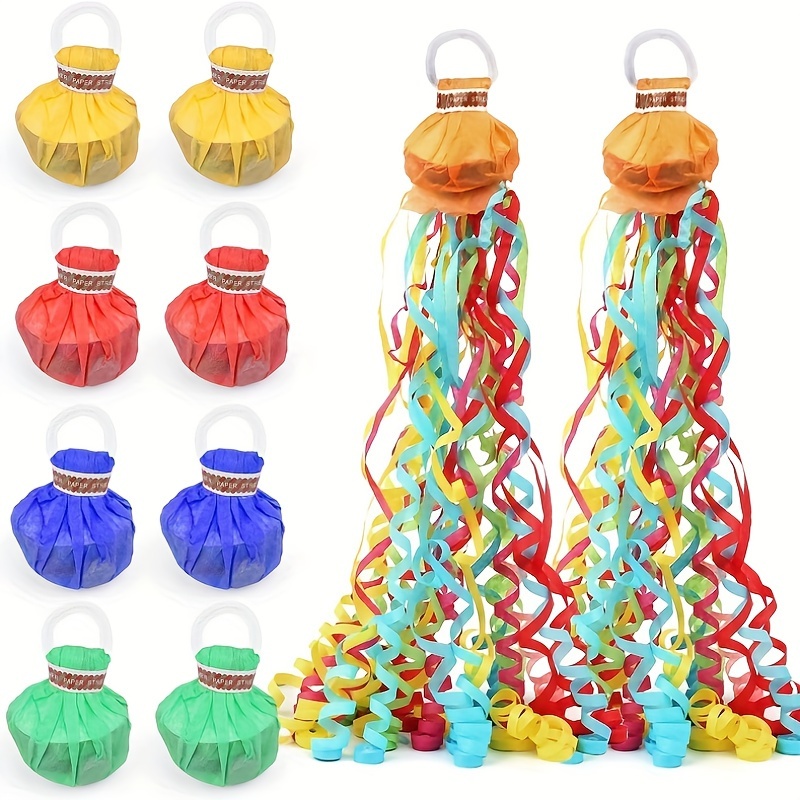 

10-piece Vibrant Hand-thrown Confetti Streamers - Perfect For Birthdays, Weddings & Celebrations - Mixed Colors, Paper Scraps Included