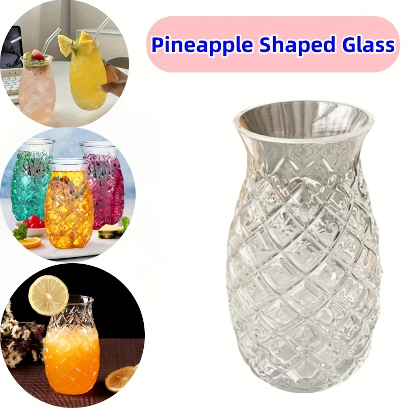 

1pc Water Cup Drink Glass Creative Pineapple Cup, Pineapple Shaped Water Cup Creative Juice Cup Transparent Glass Cup Ice Coffee Cup For Home Kitchen Restaurant